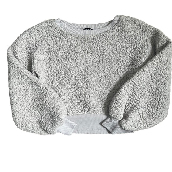 EXPRESS LIGHT PURPLE SHERPA CROPPED CREWNECK SWEATSHIRT SIZE XS - Picture 2 of 6